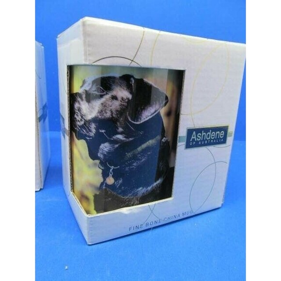 Black Lab Bone China Mugs Ashdene Australia Set of 2 New - Picture 6 of 12